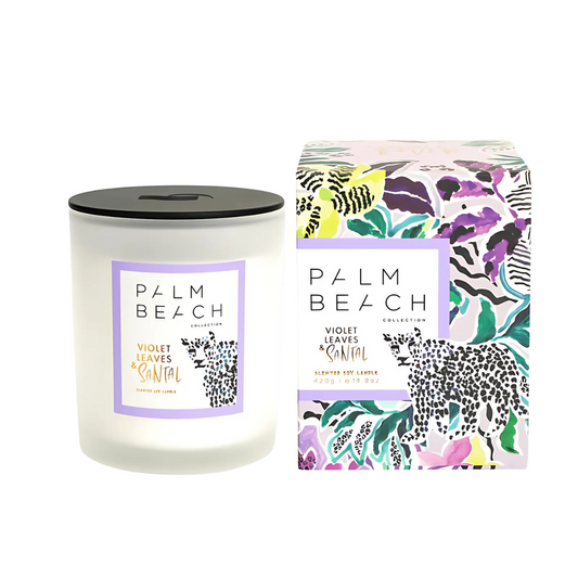 Candle - Palm Beach - Palm Beach Violet Leaves & Santal 420g Standard Candle - The Gift Company