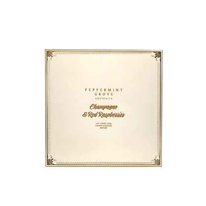 Candle - Peppermint Grove - Peppermint Grove Champagne & Red Raspberries Candle & Carousel Gift Set - The Gift Company