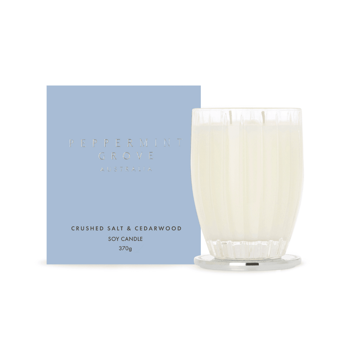 Candle - Peppermint Grove - Peppermint Grove Crushed Salt & Cedarwood Candle 370g - The Gift Company
