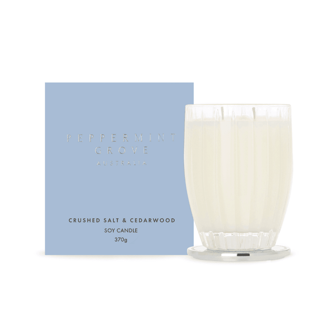 Candle - Peppermint Grove - Peppermint Grove Crushed Salt & Cedarwood Candle 370g - The Gift Company