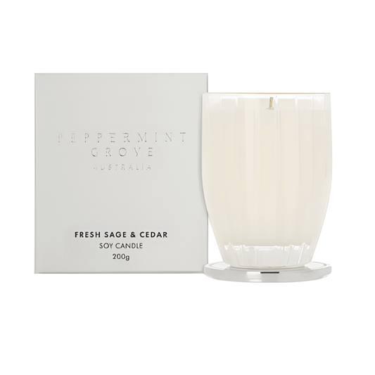 Candle - Peppermint Grove - Peppermint Grove Fresh Sage & Cedar Soy Candle 200g - The Gift Company
