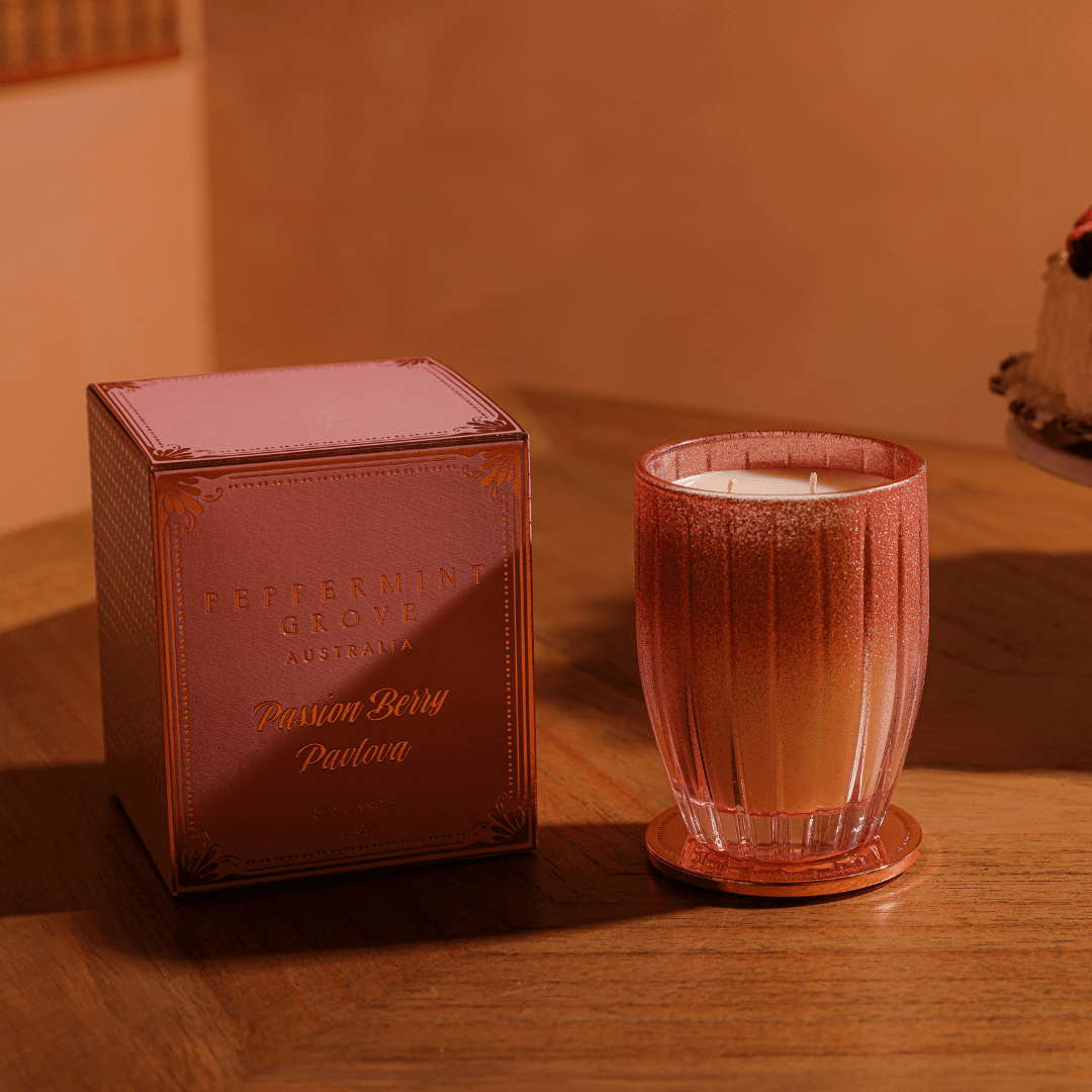 Candle - Peppermint Grove - Peppermint Grove Passion Berry Pavlova Soy Candle 370g & Diffuser 350mL Bundle (worth $95) - The Gift Company