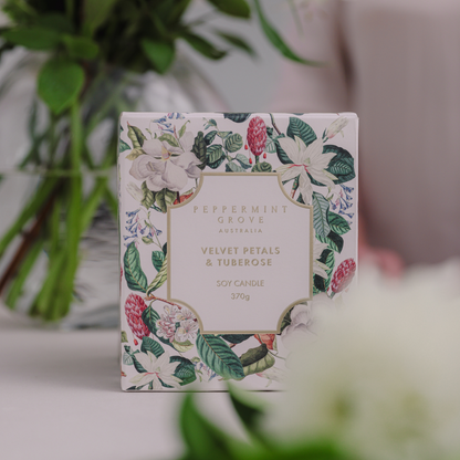 Candle - Peppermint Grove - Peppermint Grove Velvet Petals & Tuberose Soy Candle 370g - The Gift Company