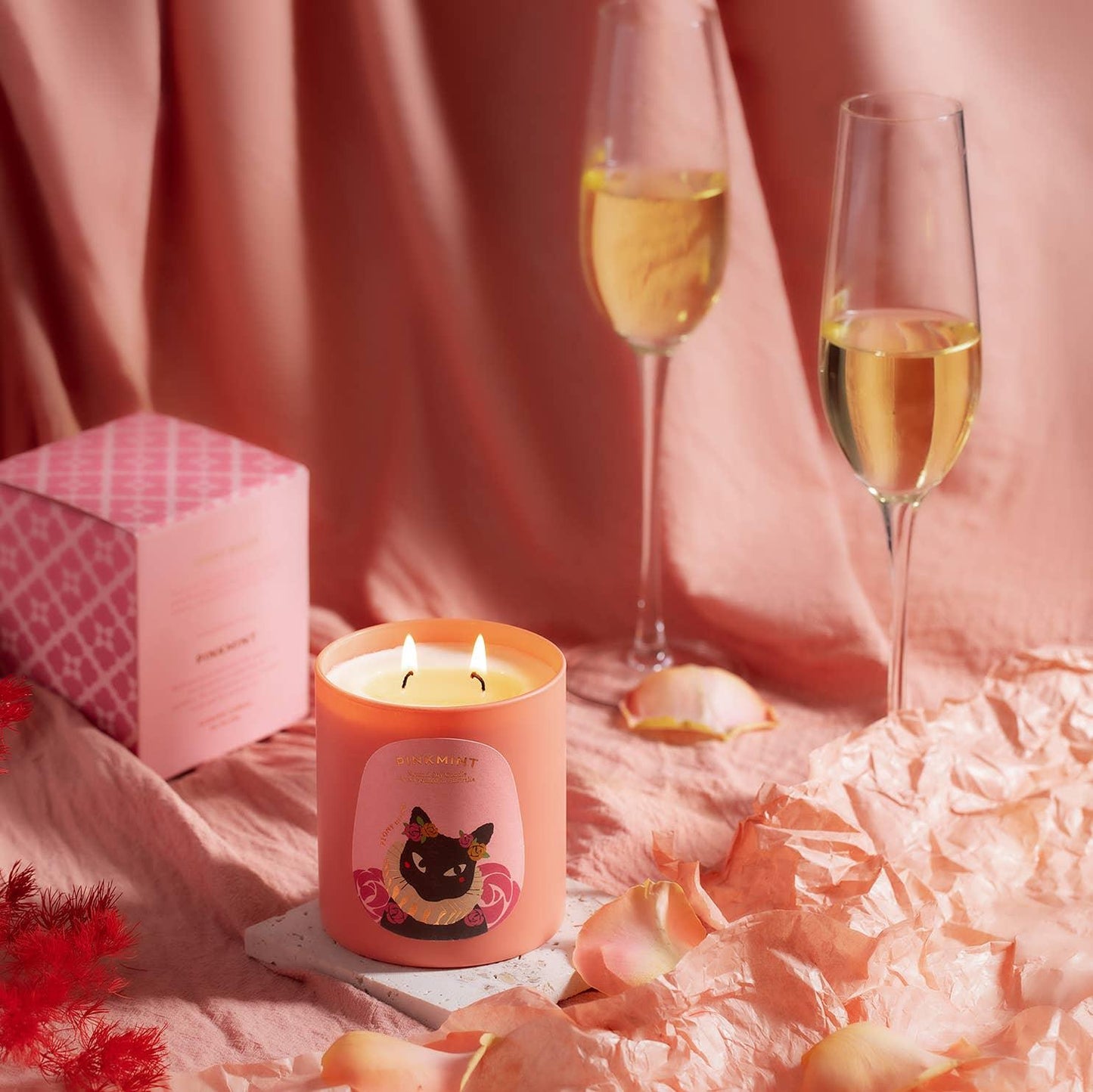 Candle - Pinkmint Candle - Pinkmint Candle Peony Blush Double Wick Soy Candle - The Gift Company
