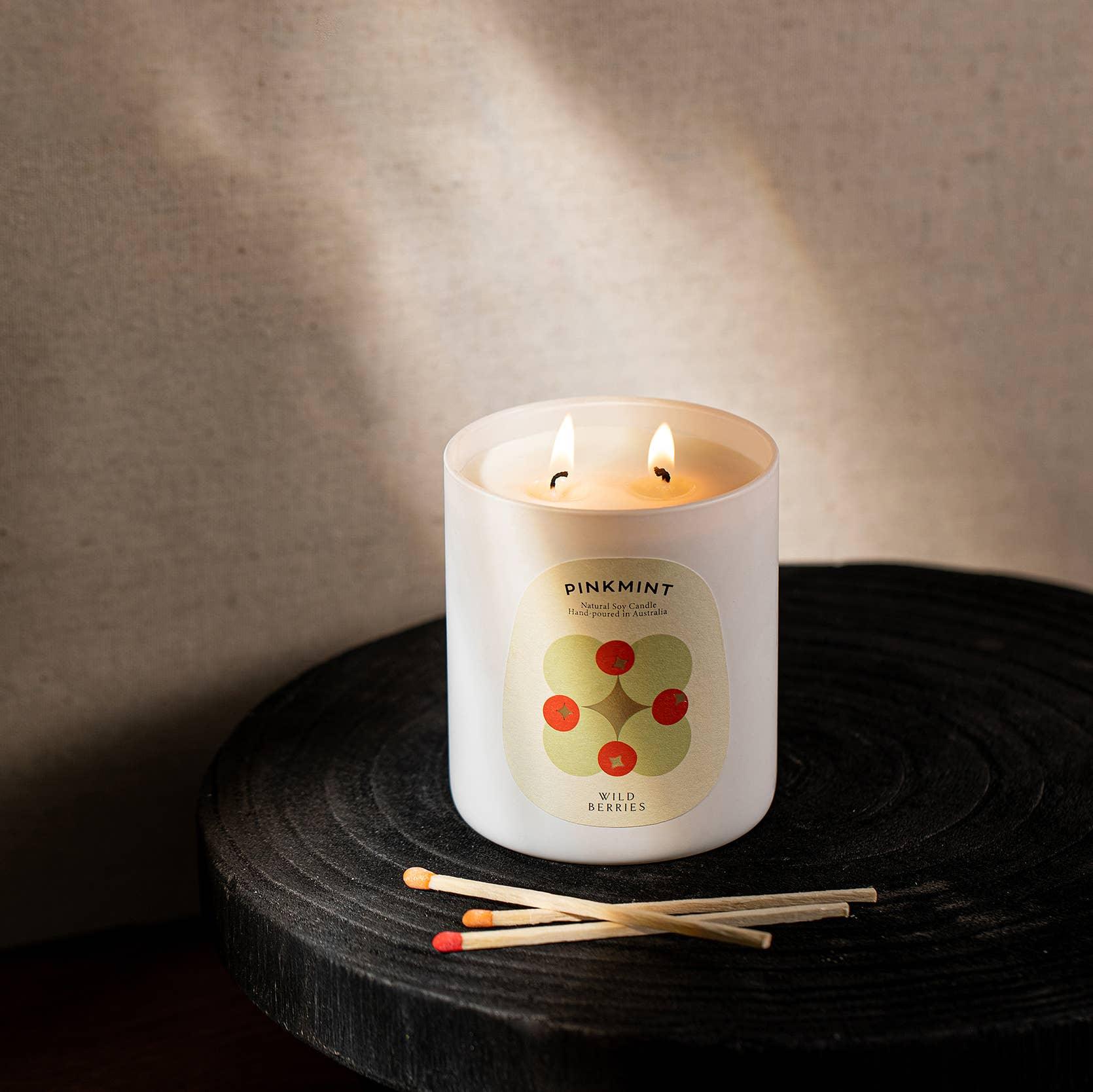 Candle - Pinkmint Candle - Pinkmint Candle Wild Berries Double Wick Soy Candle 470g - The Gift Company