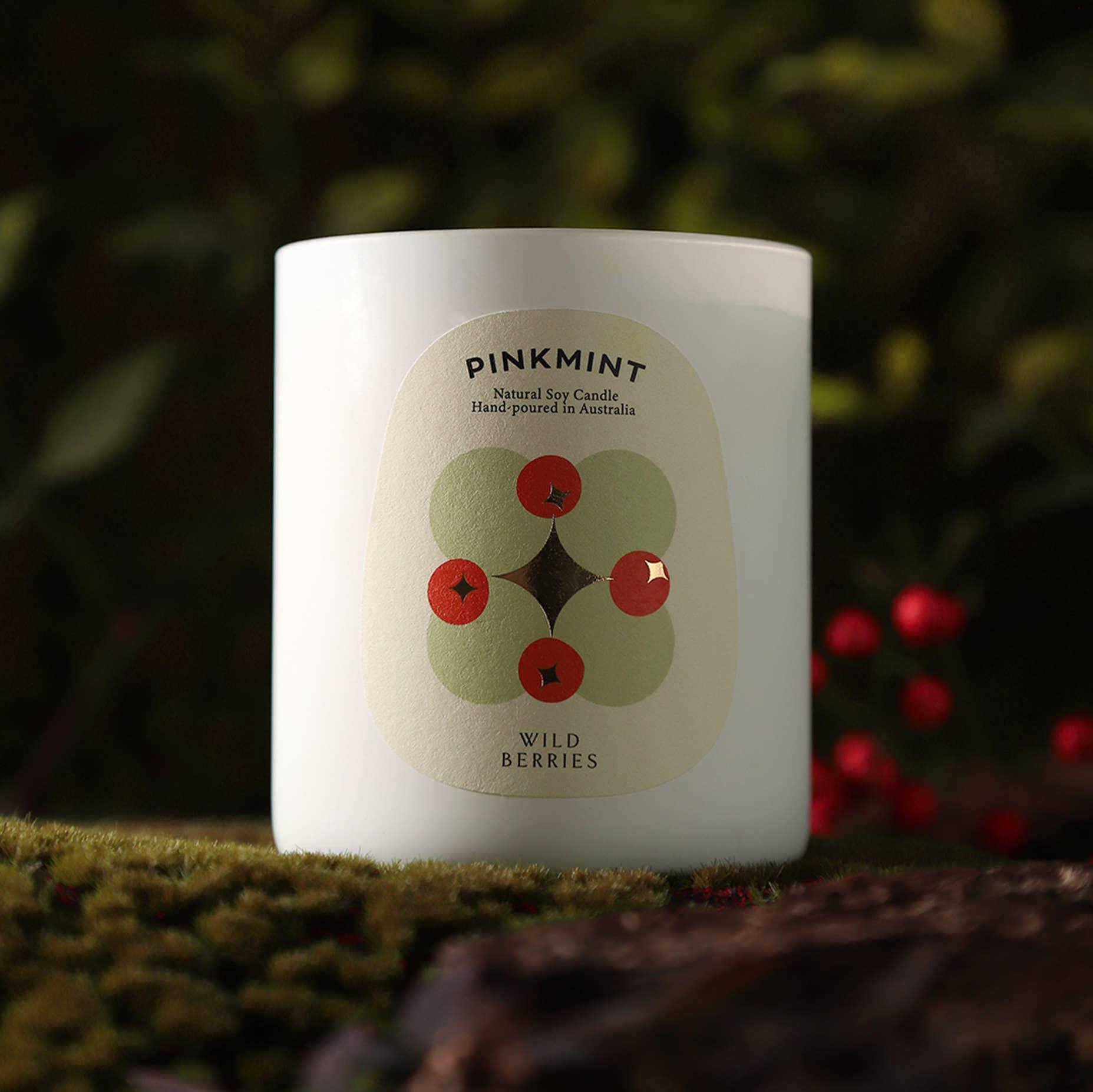 Candle - Pinkmint Candle - Pinkmint Candle Wild Berries Double Wick Soy Candle 470g - The Gift Company