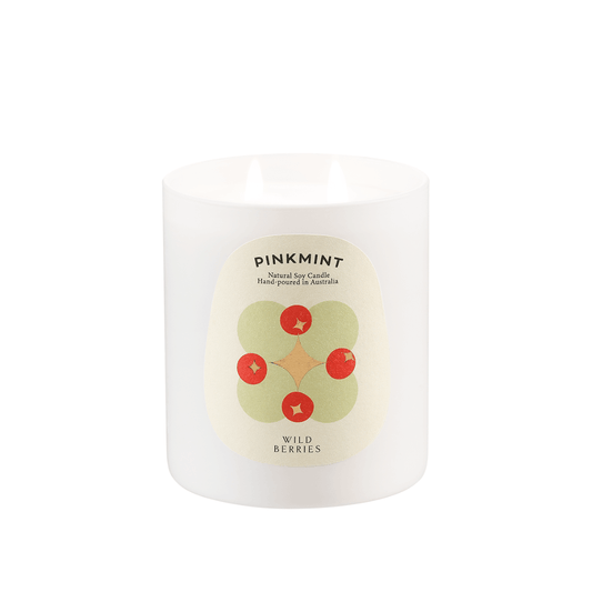 Candle - Pinkmint Candle - Pinkmint Candle Wild Berries Double Wick Soy Candle 470g - The Gift Company