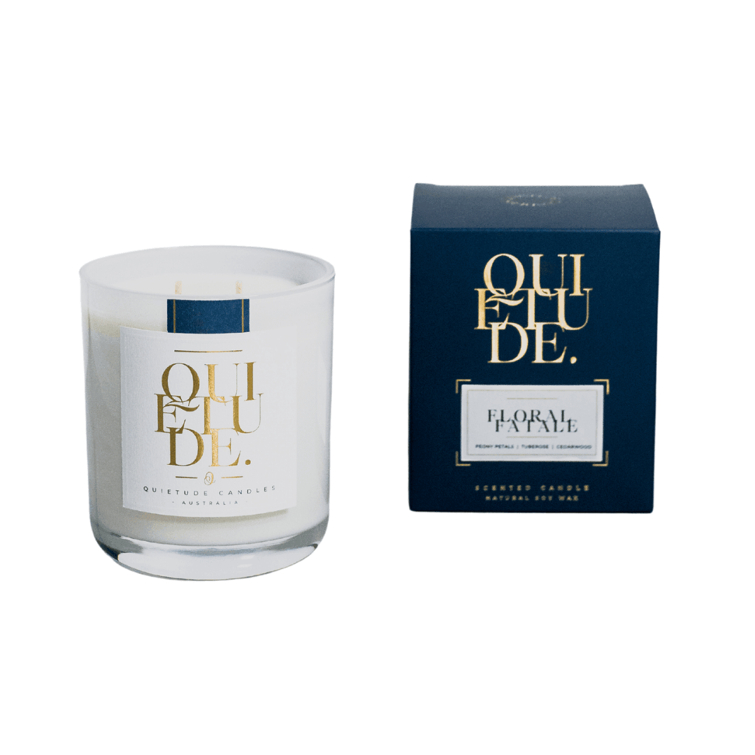 Candle - Quietude - Floral Fatale - Peony Petals, Tuberose & Cedarwood Candle 300g - The Gift Company