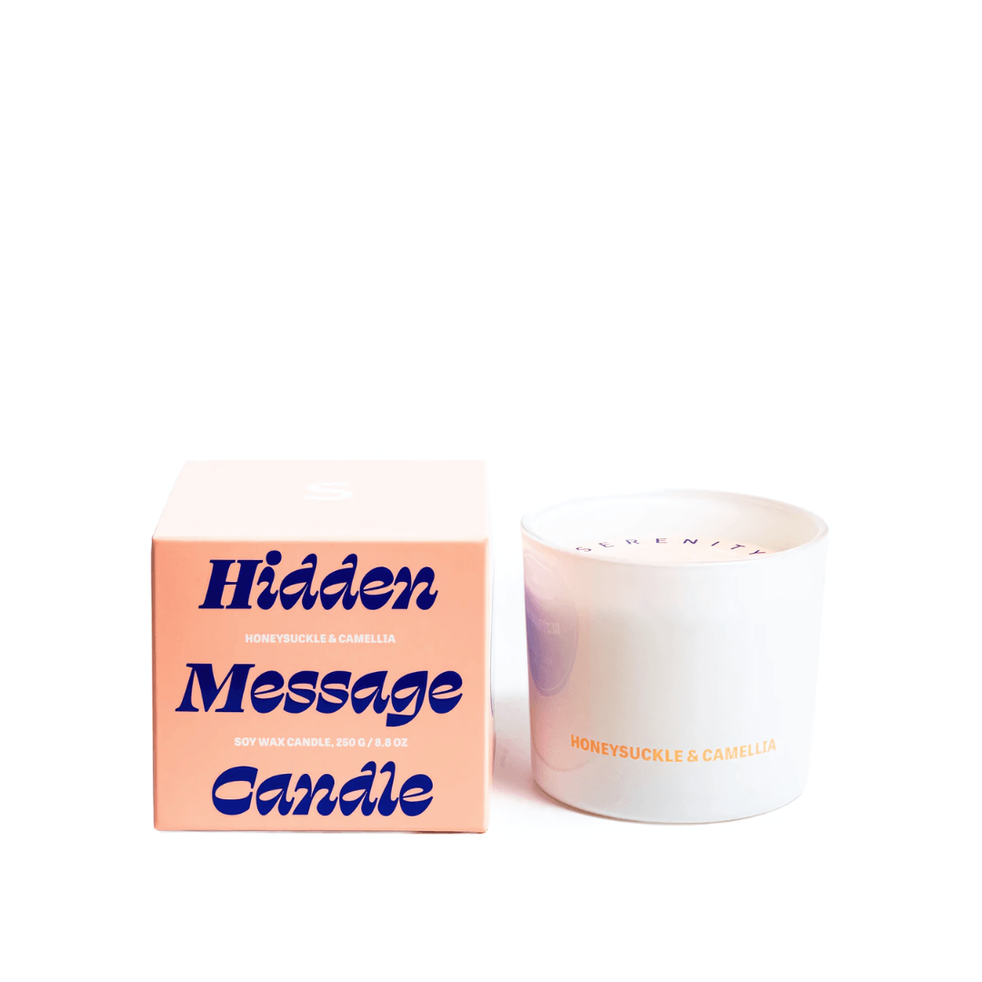 Candle - Serenity - Serenity Honeysuckle & Camellia Hidden Message Candle 250g - The Gift Company