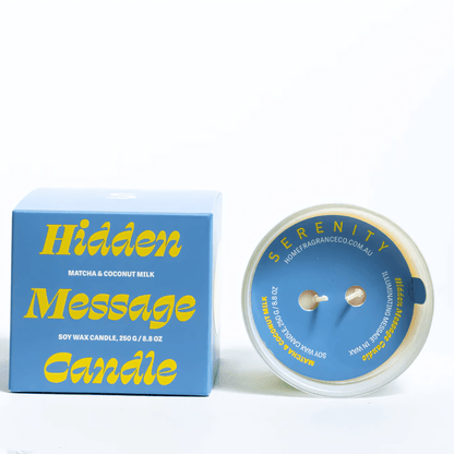 Candle - Serenity - Serenity Matcha & Coconut Milk Hidden Message Candle 250g - The Gift Company