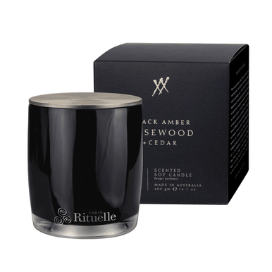 Urban Rituelle Black Amber, Rosewood & Cedar Candle 400g - The Gift Company