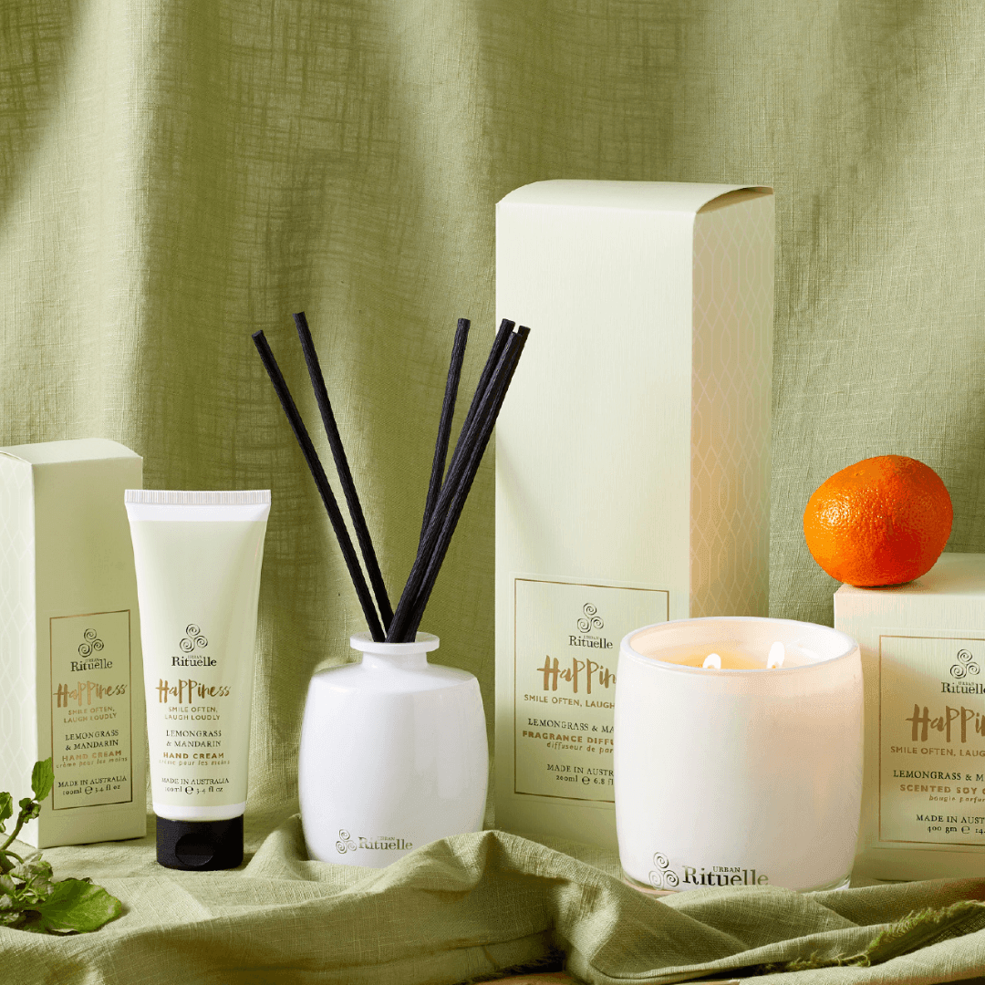 Candle - Urban Rituelle - Urban Rituelle Happiness Lemongrass & Mandarin Candle 400g - The Gift Company