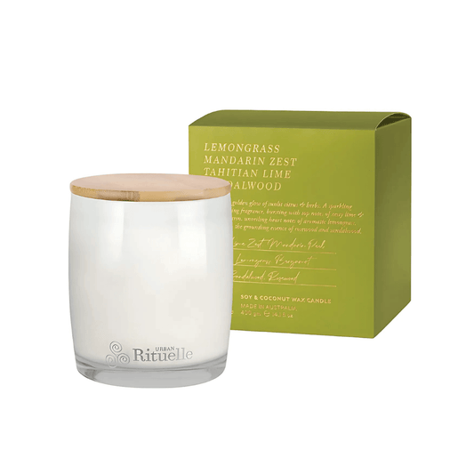 Candle - Urban Rituelle - Urban Rituelle Lemongrass, Mandarin Zest, Tahitian Lime, Sandalwood Scented Soy Candle 400g - The Gift Company