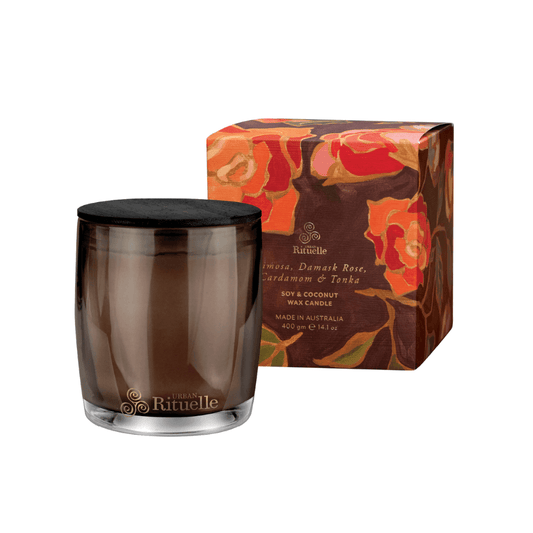 Candle - Urban Rituelle - Urban Rituelle Mimosa, Damask Rose, Cardamom & Tonka Candle 400g - The Gift Company