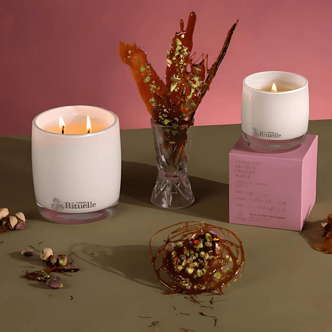 Candle - Urban Rituelle - Urban Rituelle Pistachio, Saffron, Praline, Maple Scented Soy Candle 400g - The Gift Company