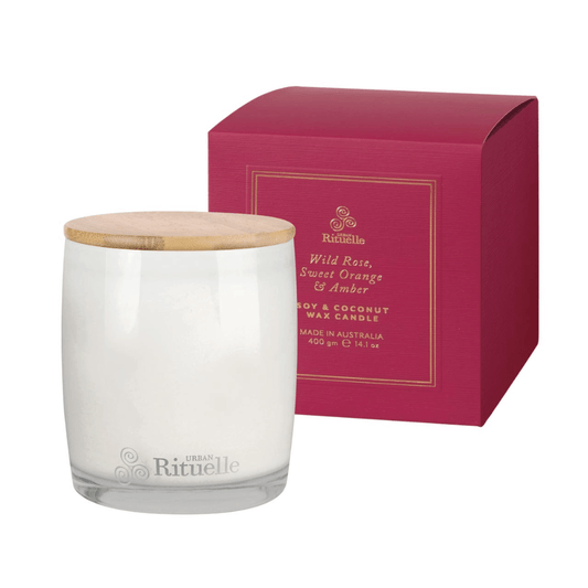 Candle - Urban Rituelle - Urban Rituelle Wild Rose, Sweet Orange & Amber Candle 400g - The Gift Company