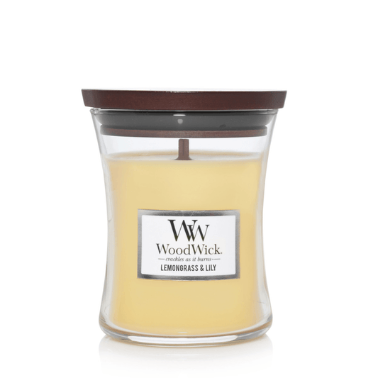 Candle - WoodWick - WoodWick Lemongrass & Lily Medium Candle 275g - The Gift Company