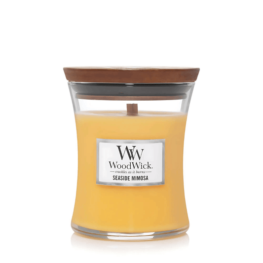 Candle - WoodWick - WoodWick Seaside Mimosa Medium Candle 275g - The Gift Company