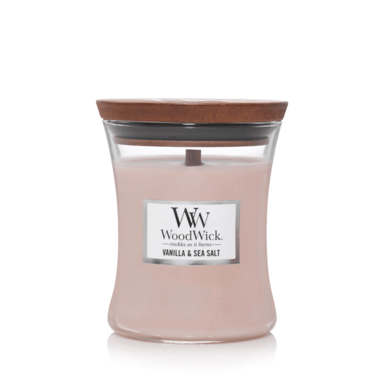 Candle - WoodWick - WoodWick Vanilla & Sea Salt Medium Candle 275g - The Gift Company