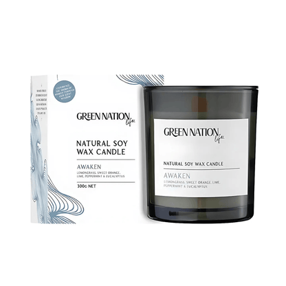 Candles - Green Nation Life - Green Nation Life Luxurious Scented Soy Wax Candle 300g - AWAKEN - The Gift Company
