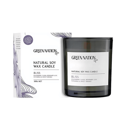 Candles - Green Nation Life - Green Nation Life Luxurious Scented Soy Wax Candle 300g - BLISS - The Gift Company