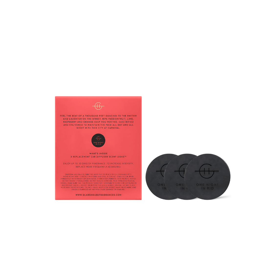 Car Diffuser - Glasshouse - Glasshouse Fragrances Car Diffuser Replacement Scent Disk - One Night in Rio - The Gift Company