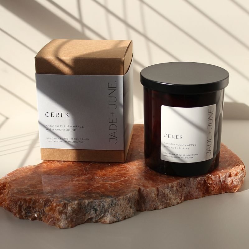 Jade + June Ceres Crystal-Infused Soy Candle – 45hr Burn supplier image 4