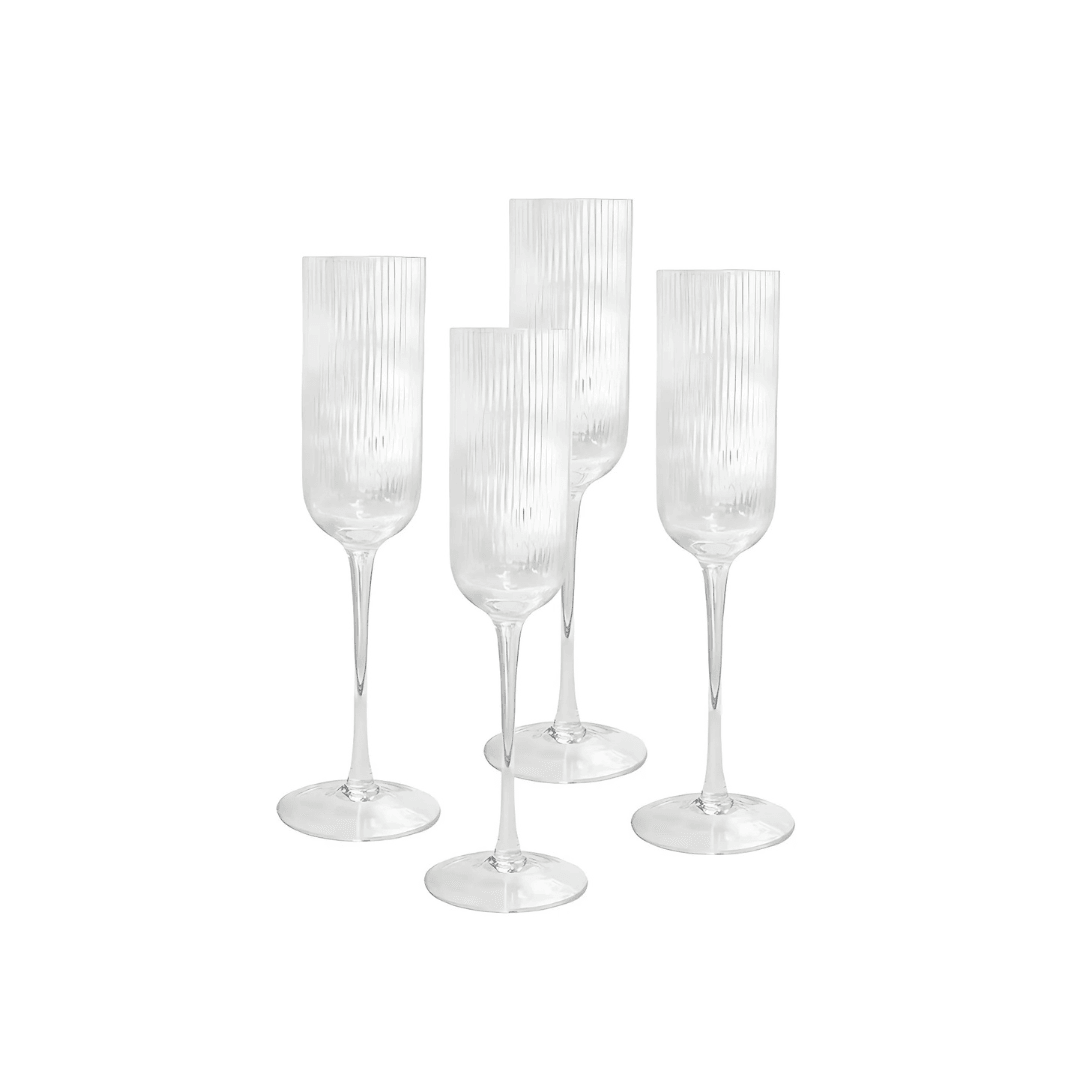 Champagne Glass - Sage & Cooper - Sage & Cooper - Atticus Ribbed Champagne Glass Set of 4 - The Gift Company