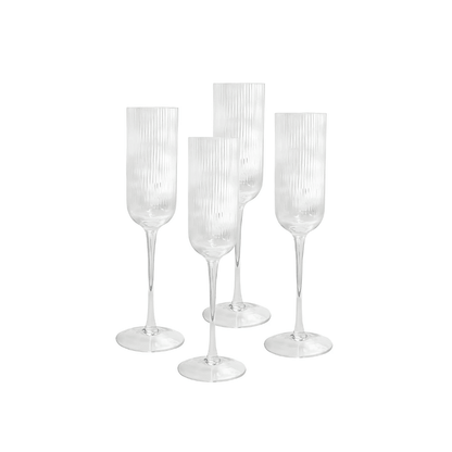 Champagne Glass - Sage & Cooper - Sage & Cooper - Atticus Ribbed Champagne Glass Set of 4 - The Gift Company