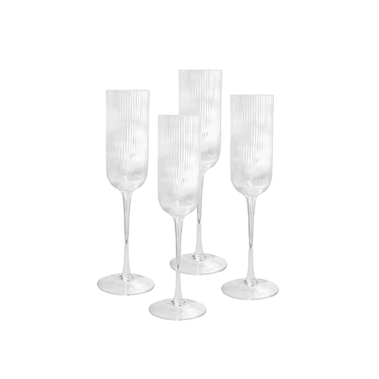 Champagne Glass - Sage & Cooper - Sage & Cooper - Atticus Ribbed Champagne Glass Set of 4 - The Gift Company