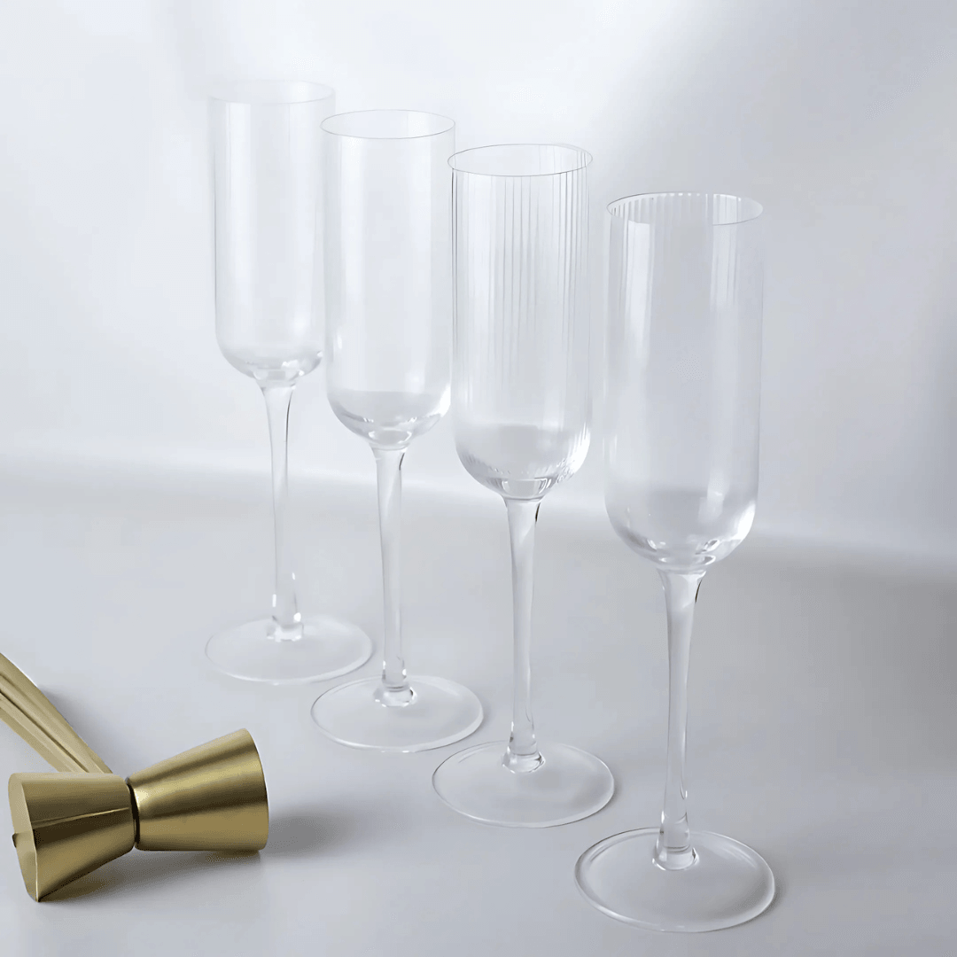 Champagne Glass - Sage & Cooper - Sage & Cooper - Atticus Ribbed Champagne Glass Set of 4 - The Gift Company