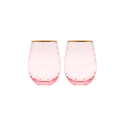 Clear Pink Gin Tumblers - Zjoosh - Zjoosh Soiree Crystal Gin Tumblers Pink (Set of 2) - The Gift Company