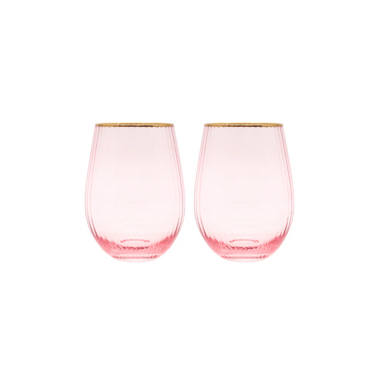 Clear Pink Gin Tumblers - Zjoosh - Zjoosh Soiree Crystal Gin Tumblers Pink (Set of 2) - The Gift Company
