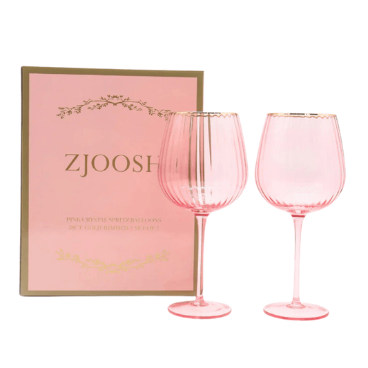 Crystal Balloon Glasses - Zjoosh - Zjoosh Soiree Crystal Spritz Balloons Pink (Set of 2) - The Gift Company