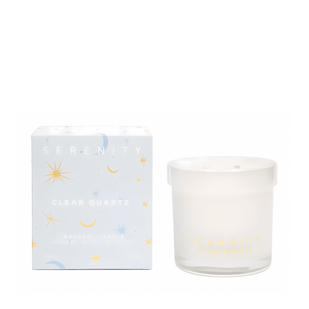 Crystal Candle - Serenity - Serenity Healing & Clear Quartz Crystal 300g Candle - The Gift Company