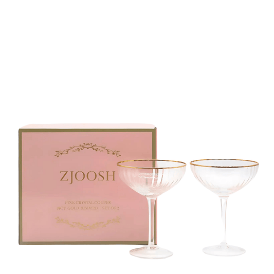 Crystal Glasses - Zjoosh - Zjoosh Soiree Crystal Coupes Clear (Set of 2) - The Gift Company