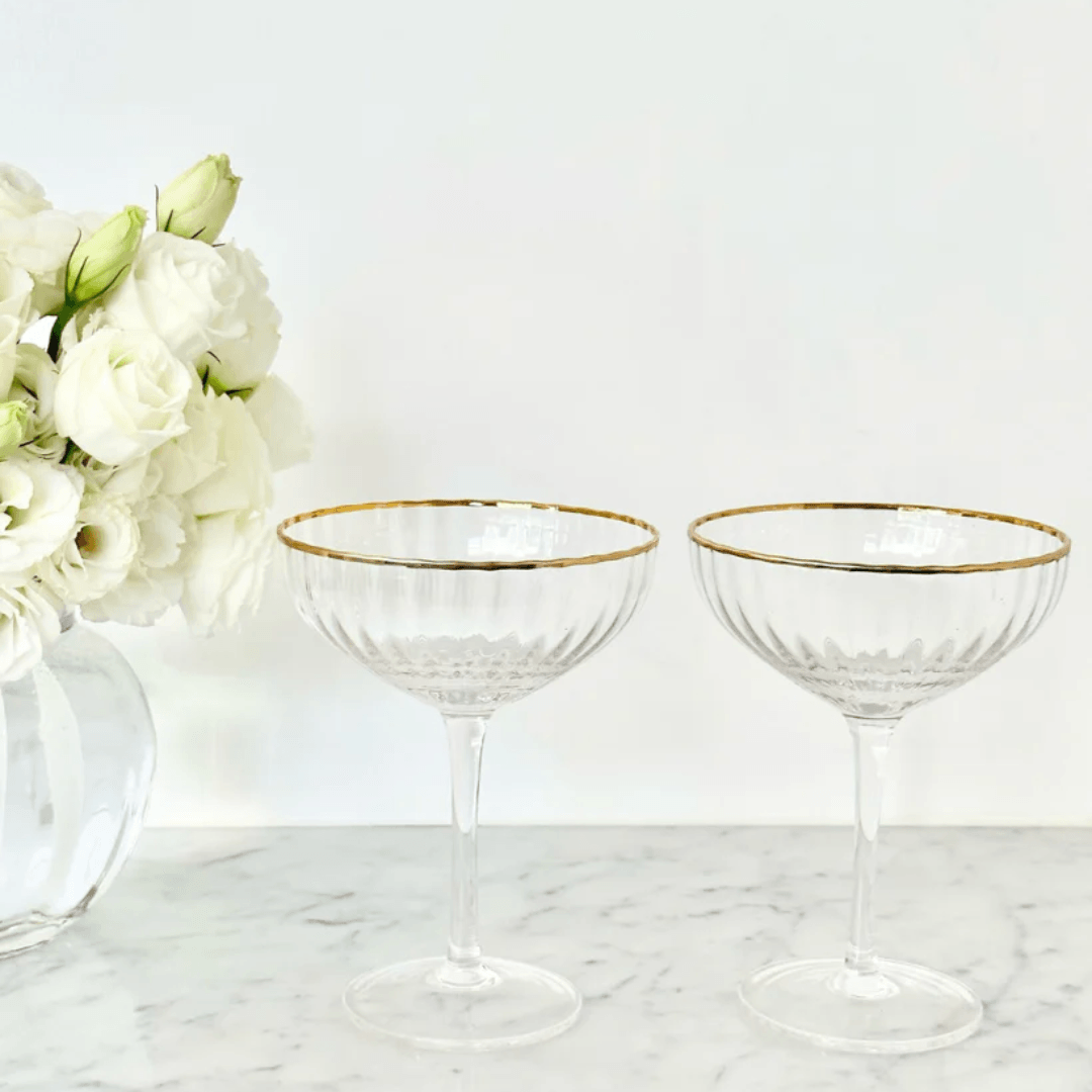 Crystal Glasses - Zjoosh - Zjoosh Soiree Crystal Coupes Clear (Set of 2) - The Gift Company