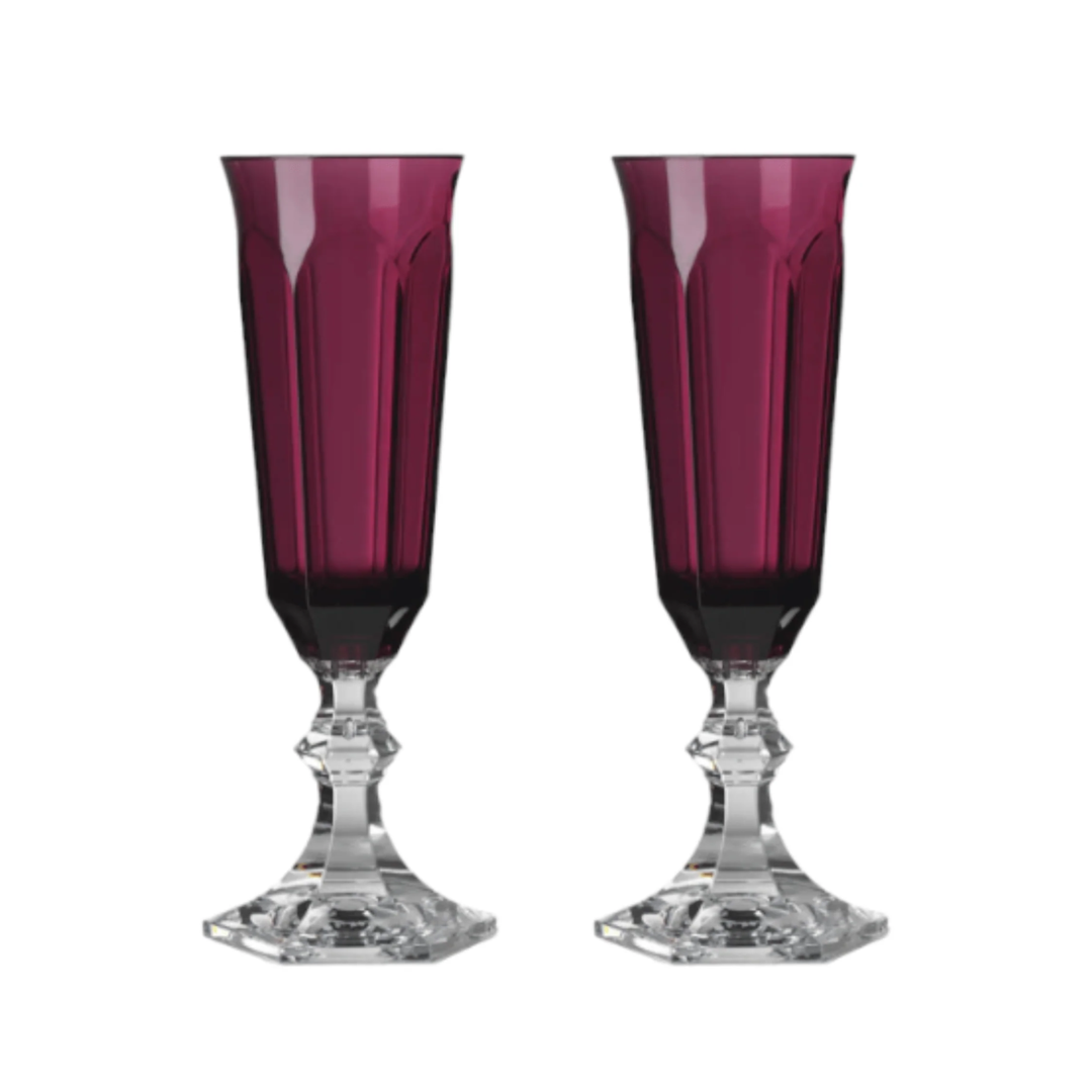 Dessert Glass Cup - Mario Luca Giusti - Mario Luca Giusti Dolce Vita Champagne Flute Set of 2 Ruby - The Gift Company