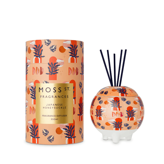 Diffuser - Moss St Ceramics - MOSS ST Ceramics Reed Diffuser - Japanese Honeysuckle 350mL - The Gift Company