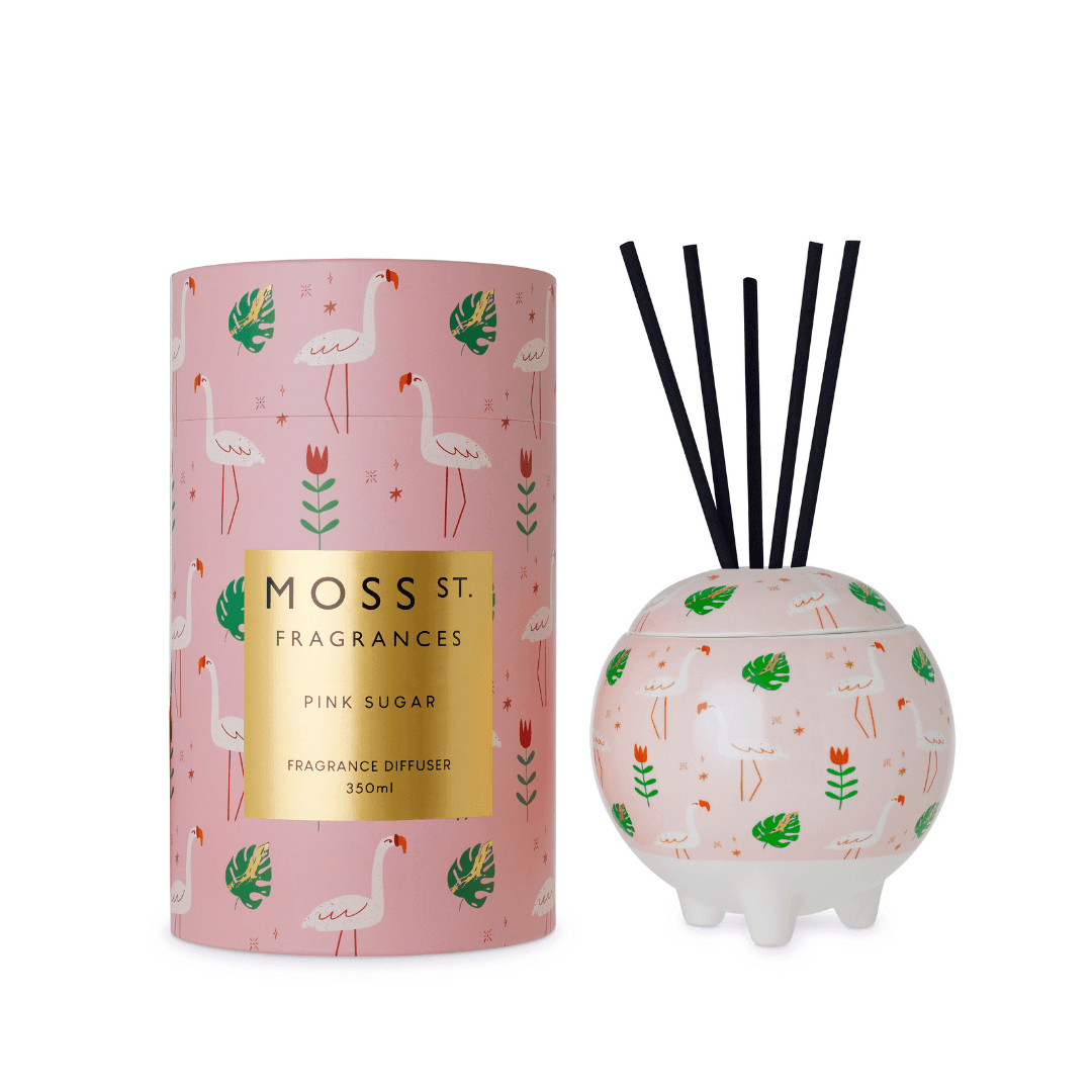 Diffuser - Moss St Ceramics - MOSS ST Ceramics Reed Diffuser - Pink Sugar 350mL - The Gift Company