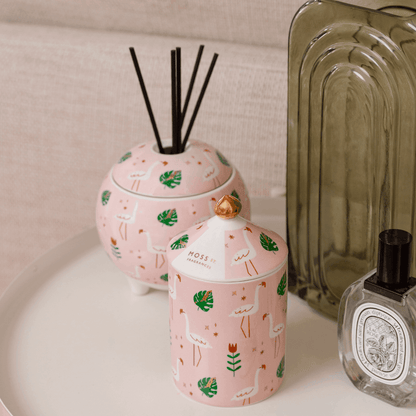 Diffuser - Moss St Ceramics - MOSS ST Ceramics Reed Diffuser - Pink Sugar 350mL - The Gift Company