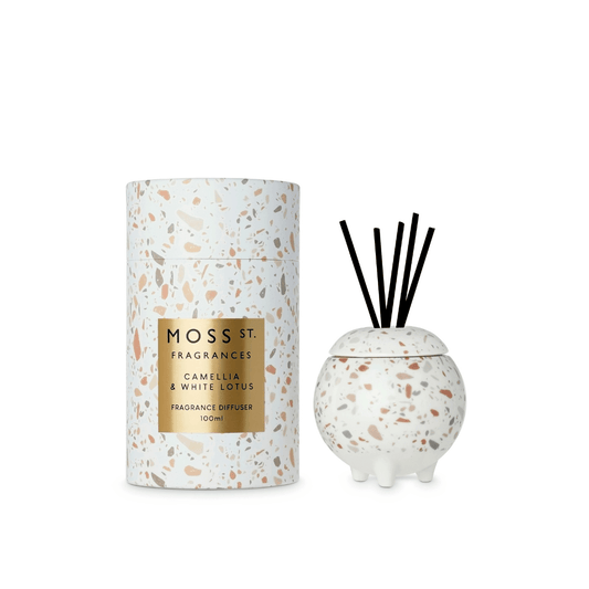 Diffuser - Moss St Ceramics - MOSS ST Reed Diffuser - Camellia & White Lotus 100mL - The Gift Company