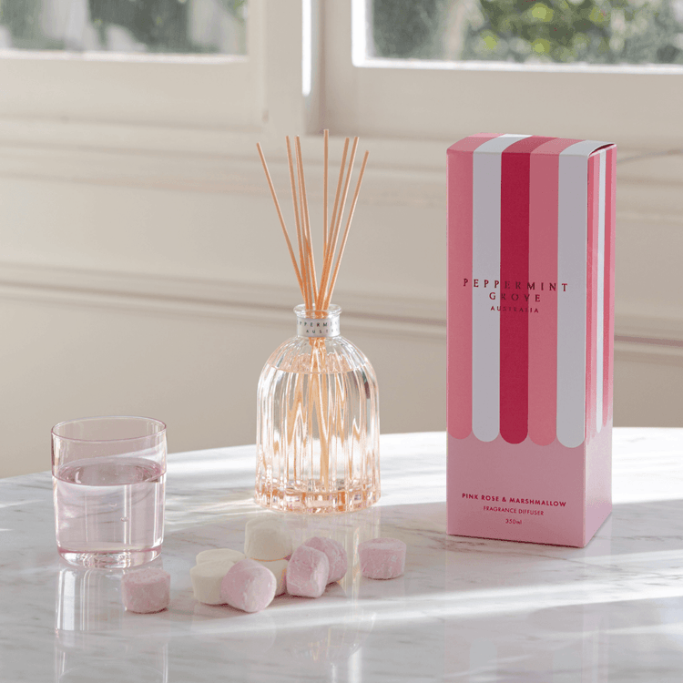 Diffuser - Peppermint Grove - Peppermint Grove Diffuser 350mL - Pink Rose & Marshmallow - The Gift Company