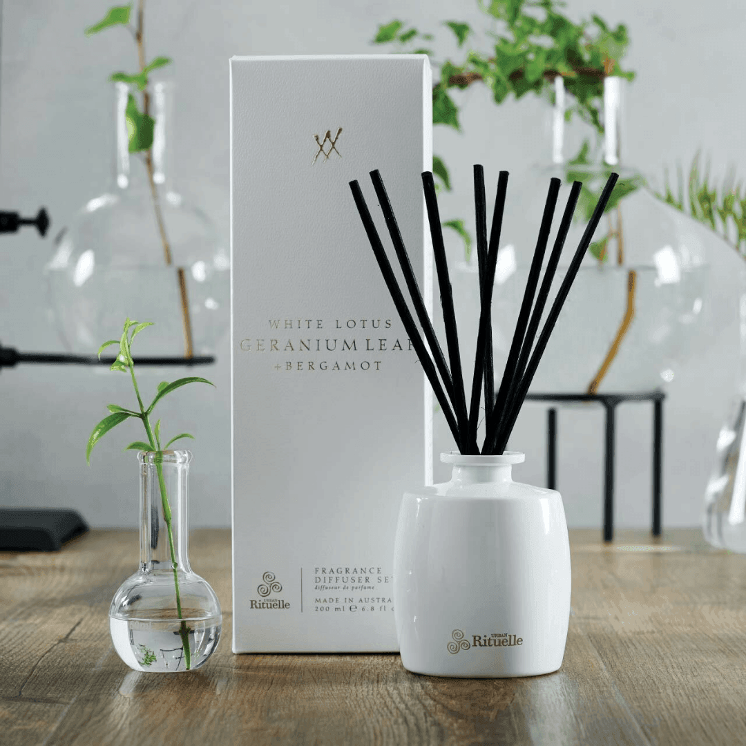 Diffuser - Urban Rituelle - Urban Rituelle Diffuser - White Lotus, Geranium Leaf & Bergamot 200mL - The Gift Company