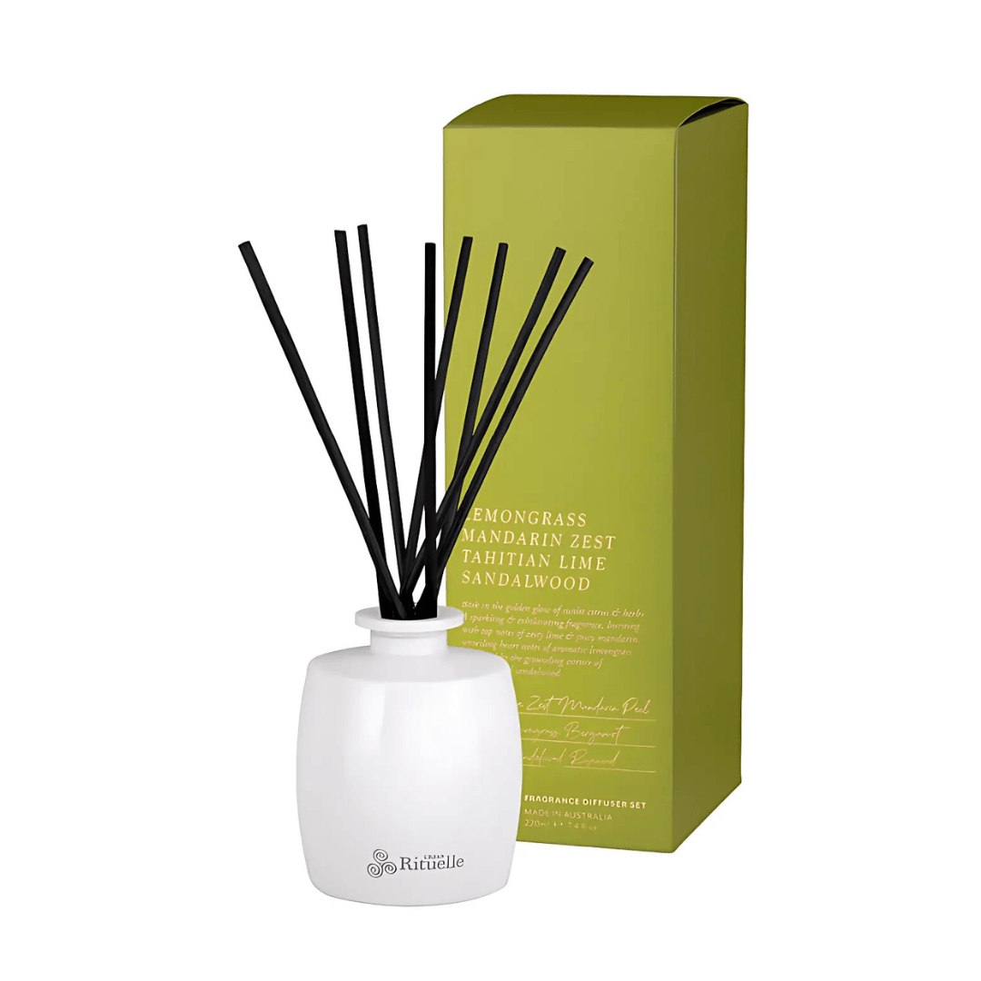 Diffuser - Urban Rituelle - Urban Rituelle Lemongrass, Mandarin Zest, Tahitian Lime, Sandalwood Fragrance Diffuser Set 220mL - The Gift Company