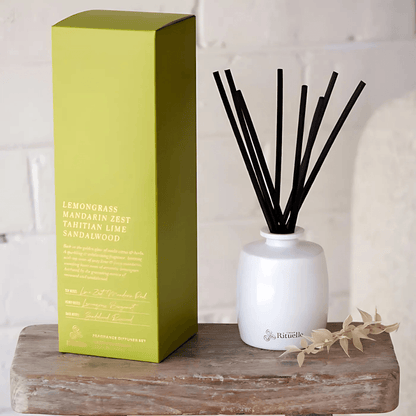 Diffuser - Urban Rituelle - Urban Rituelle Lemongrass, Mandarin Zest, Tahitian Lime, Sandalwood Fragrance Diffuser Set 220mL - The Gift Company