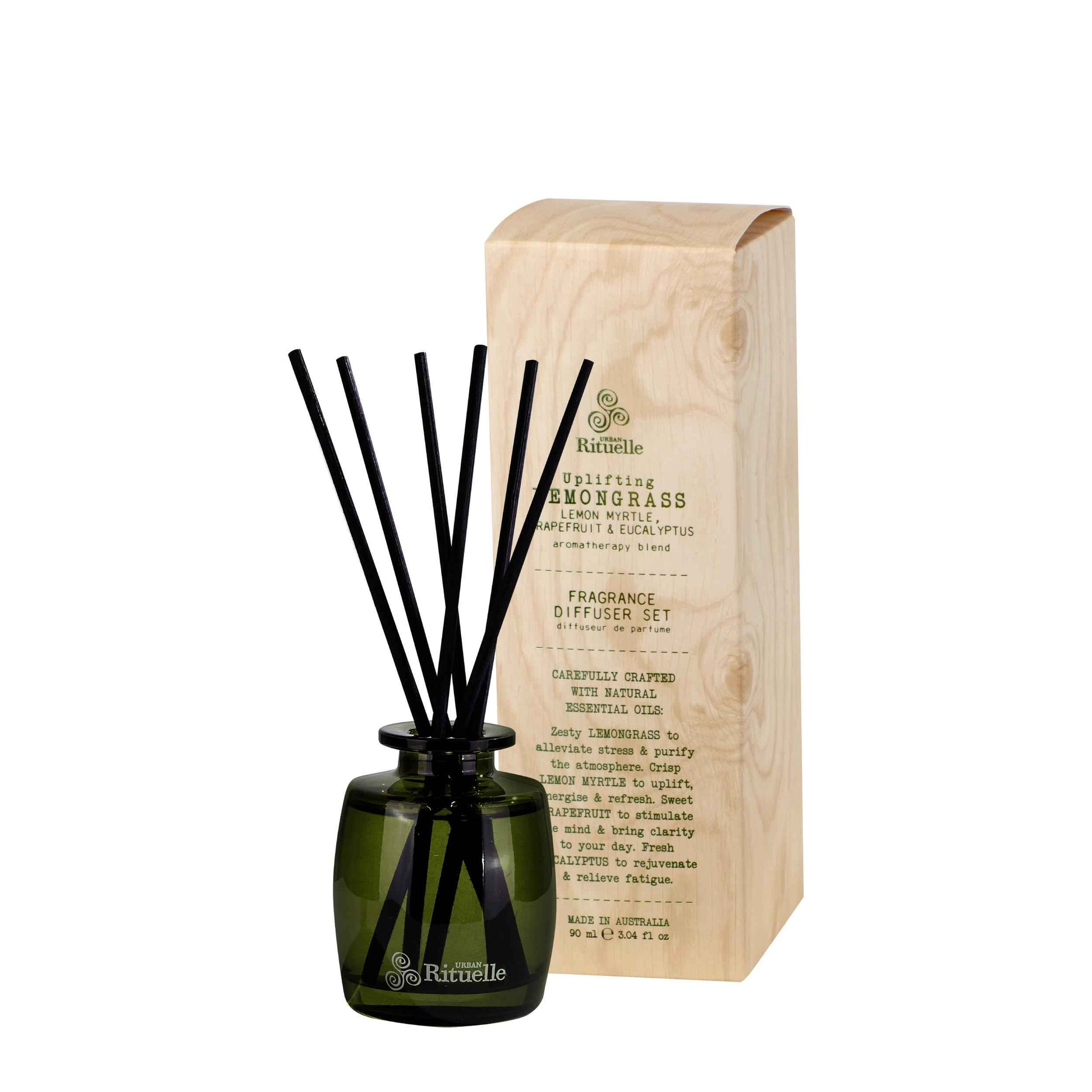 Urban Rituelle Lemongrass, Lemon Myrtle, Grapefruit & Eucalyptus Mini Fragrance Diffuser Set 90mL