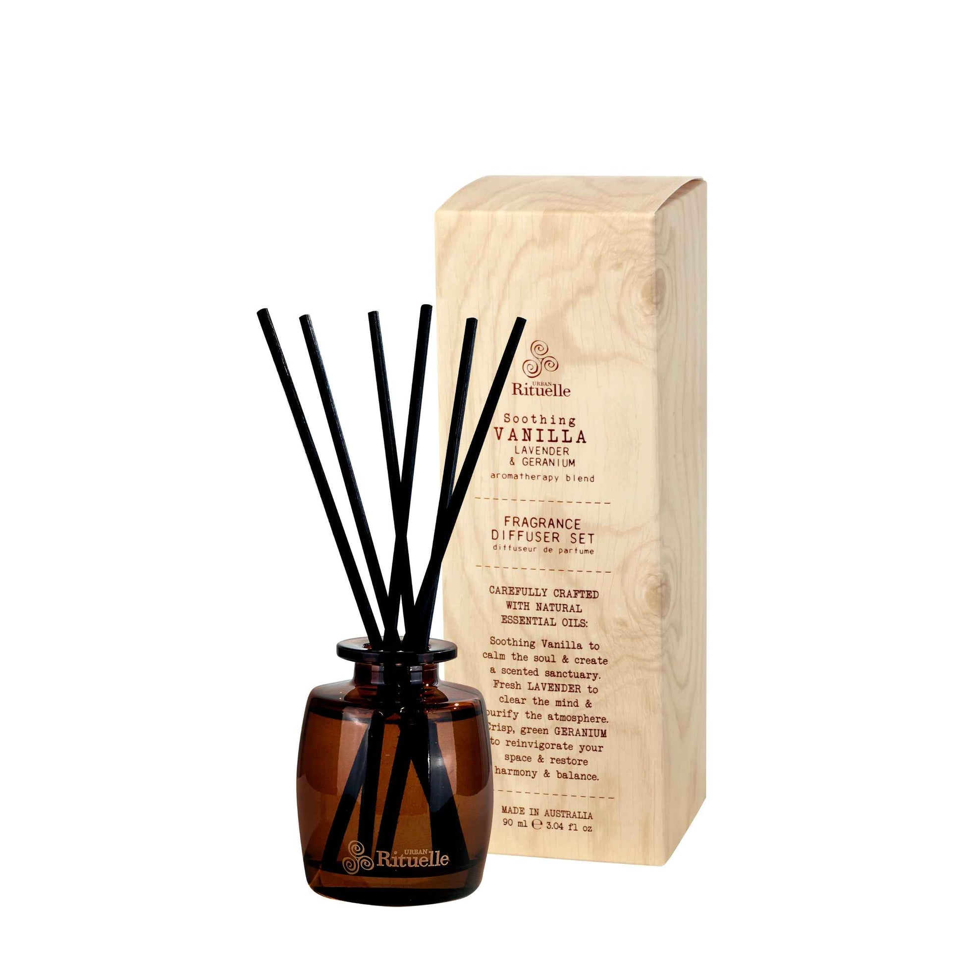 Urban Rituelle Vanilla, Lavender & Geranium Mini Fragrance Diffuser Set 90mL