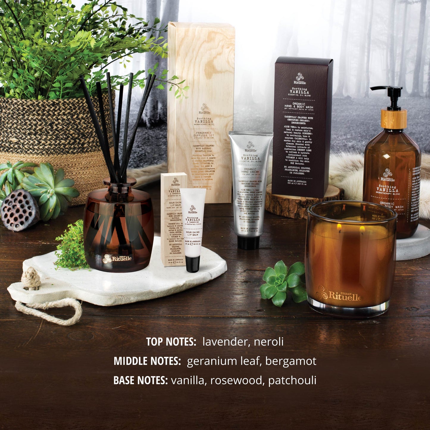 Urban Rituelle Vanilla, Lavender & Geranium Mini Fragrance Diffuser Set 90mL