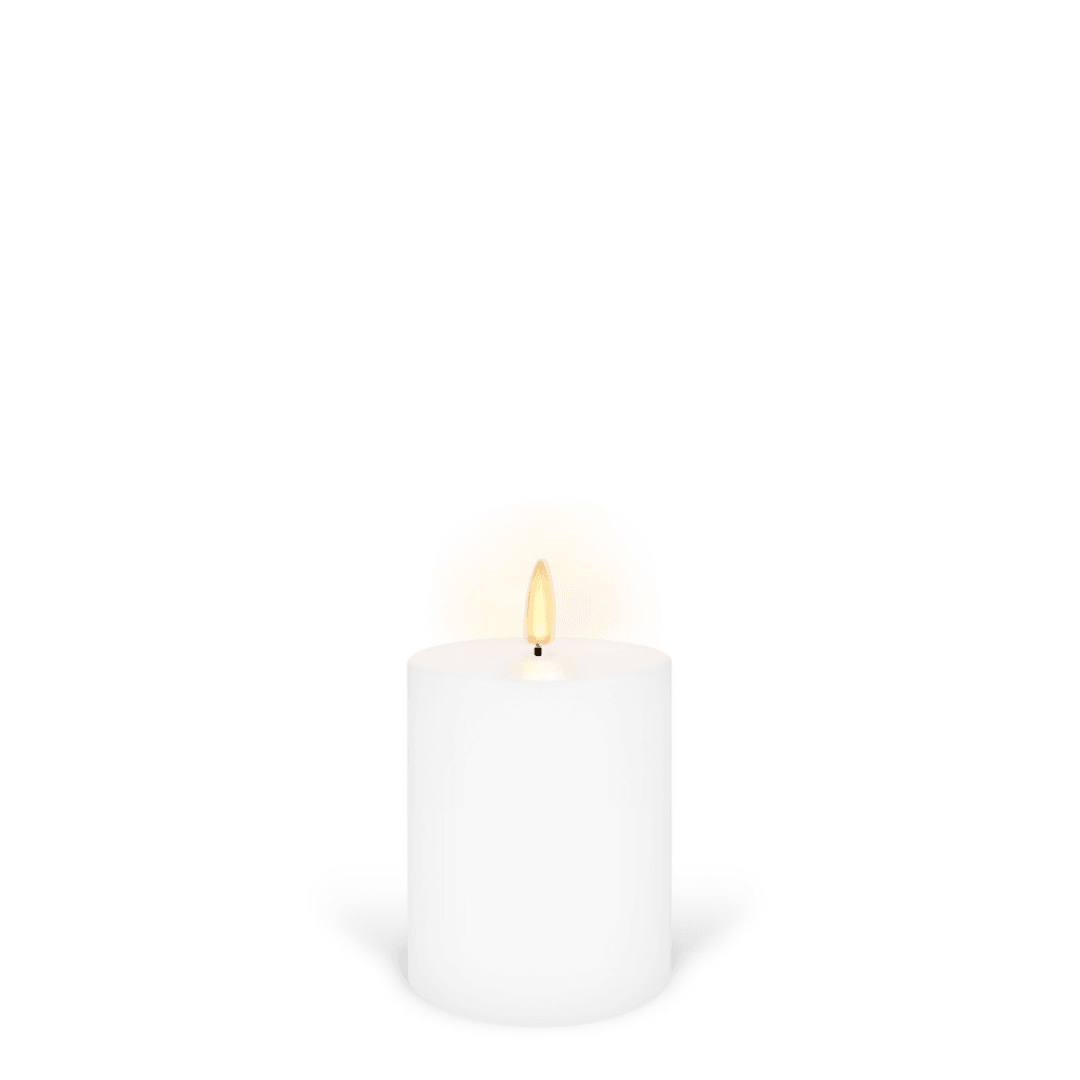 Flameless Candles - Enjoy Living - Enjoy Living Uyuni Nordic White Smooth Flameless Candle - Small Pillar - The Gift Company